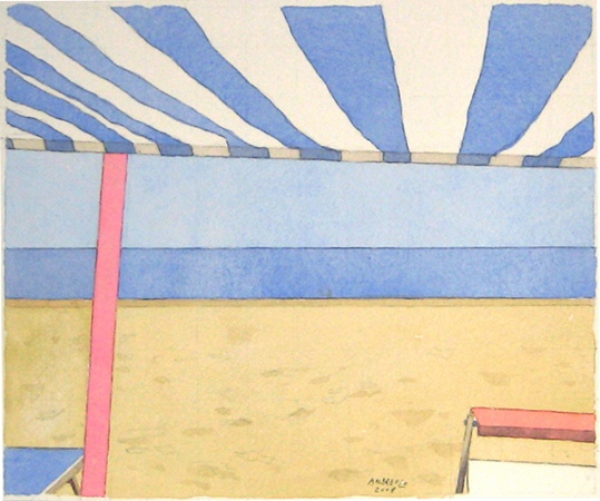 Spiaggia, acquerello, copia per la stampa, 2008