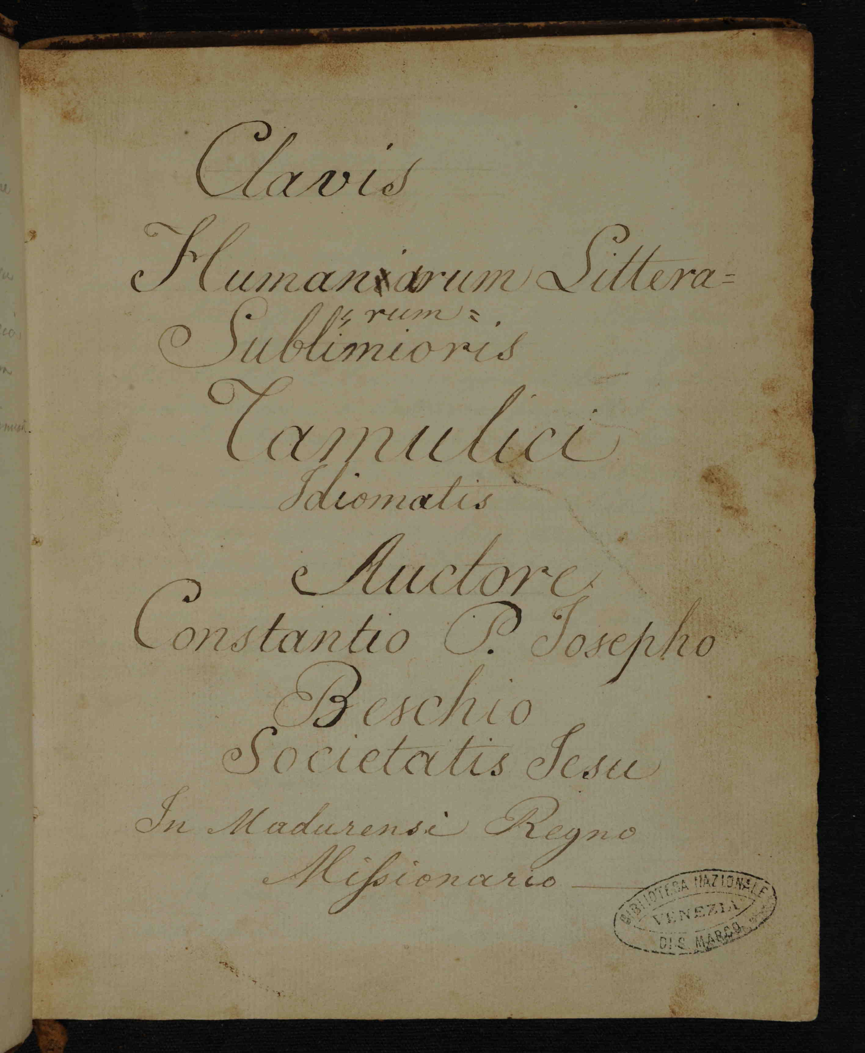 Or. 257 (=12030): Clavis Humanarum Litterarum Sublimioris Tamulici Idiomatis, p. [5]