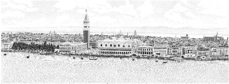 Venezia, Riva degli Schiavoni. Particolare con gli approdi dei mezzi acquei