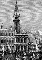 La biblioteca in una incisione di Canaletto